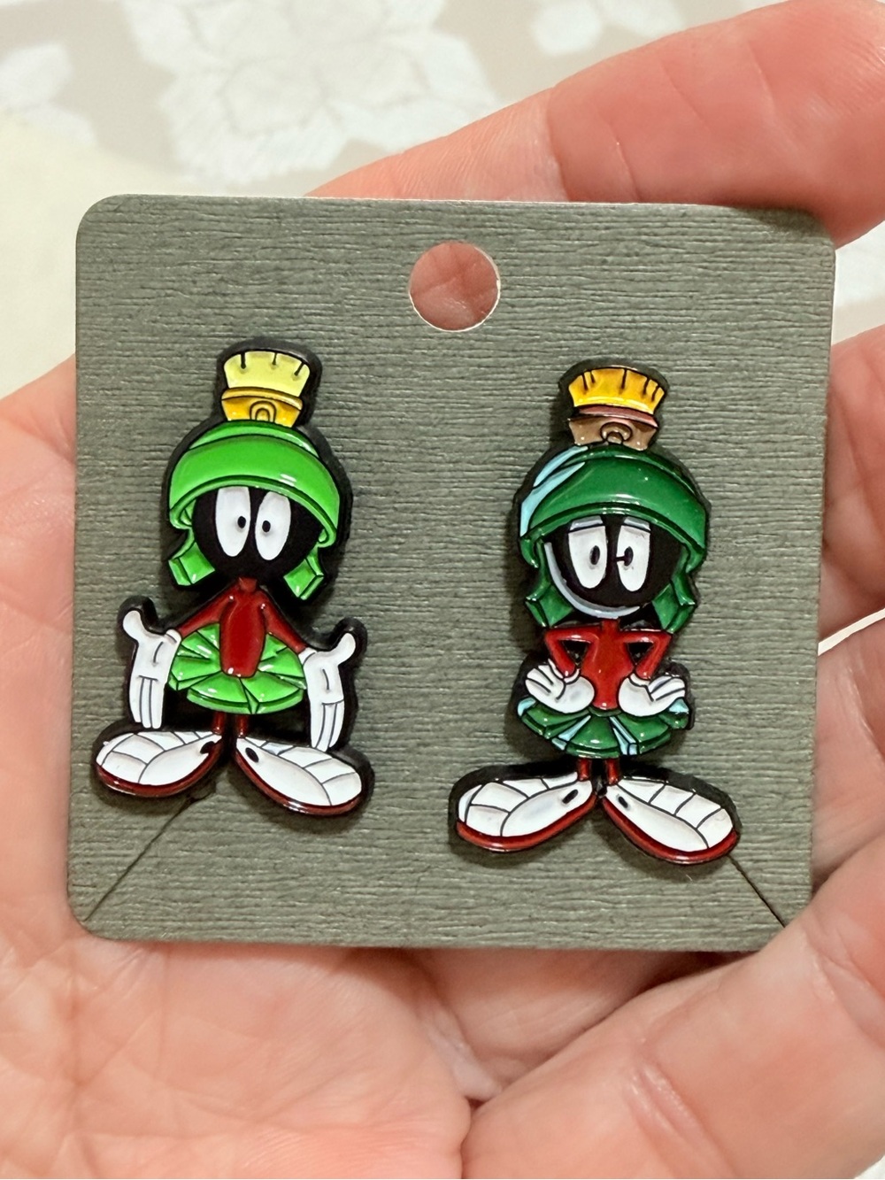 Warner Bros. Marvin the Martian Green and Red Enamel Brooch Set